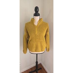 Joylab mustard yellow fuzzy sherpa pullover small